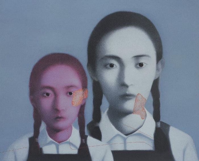 Zhang Xiaogang's Contemporary Oil Painting - Sisters