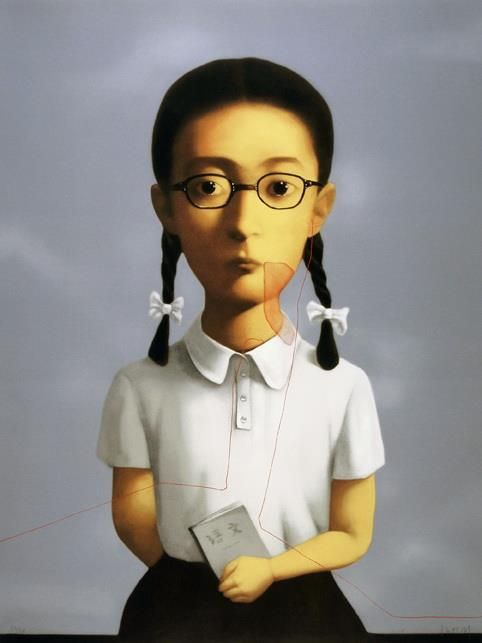 Zhang Xiaogang's Contemporary Oil Painting - Big family girl 2006
