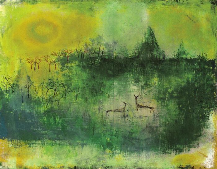 Zao Wou-Ki's Contemporary Oil Painting - Deer in Forest