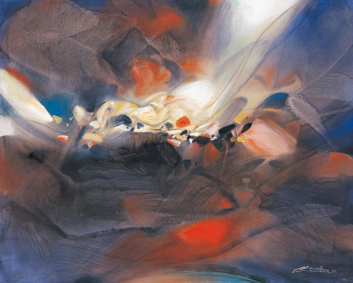 Chu Teh-Chun's Contemporary Oil Painting - Foamed aperture
