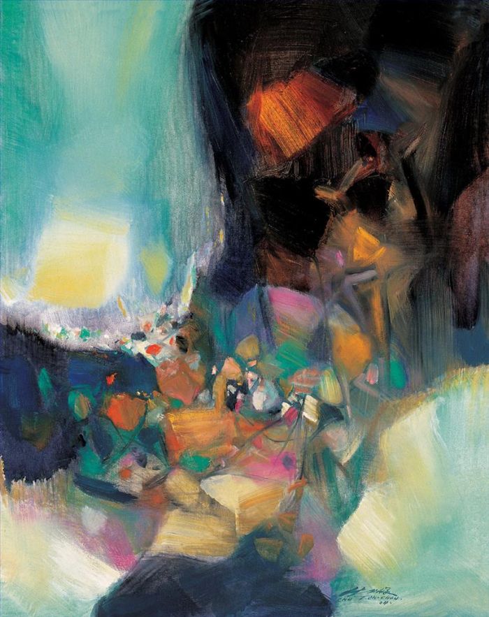 Chu Teh-Chun's Contemporary Oil Painting - Overlook Space