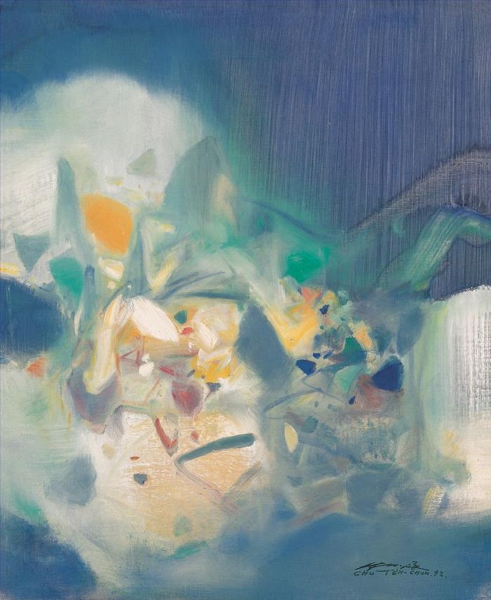 Chu Teh-Chun's Contemporary Oil Painting - Quiet contemplation