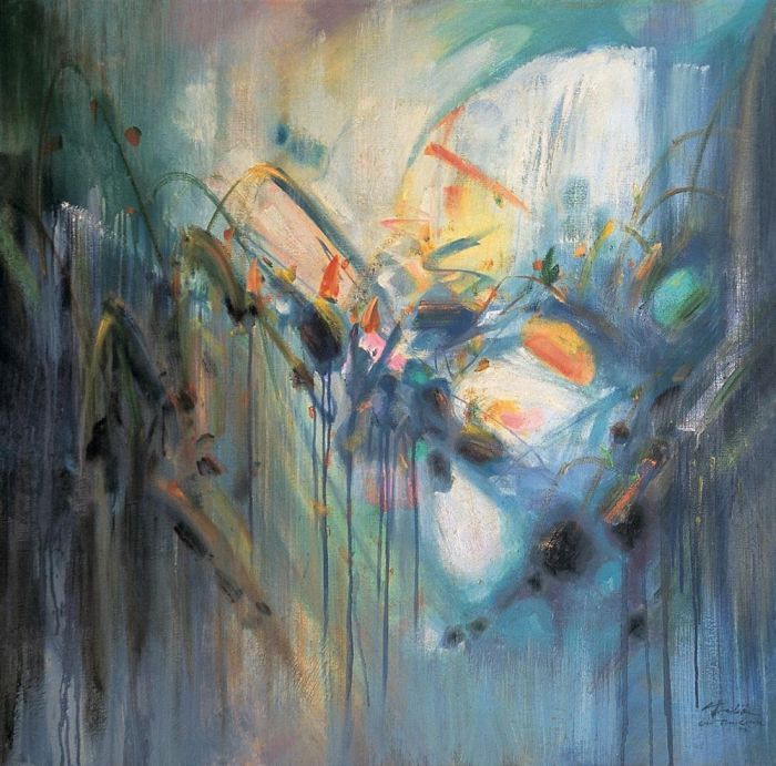 Chu Teh-Chun's Contemporary Oil Painting - Symphony