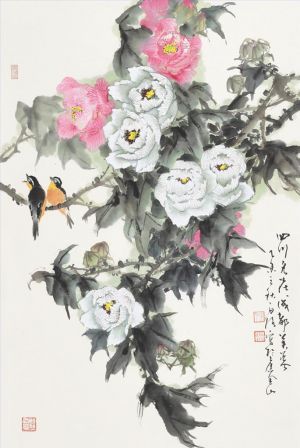Contemporary Artwork by Bai Lu - Painting of Flowers and Birds in Traditional Chinese Style 2