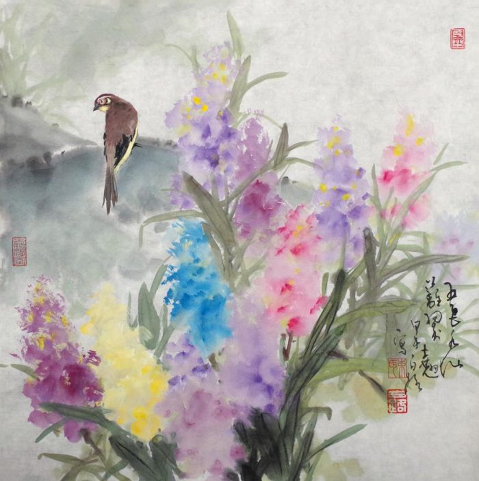 Bai Lu's Contemporary Chinese Painting - Painting of Flowers and Birds in Traditional Chinese Style 4