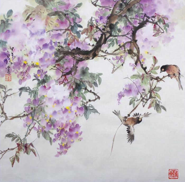 Bai Lu's Contemporary Chinese Painting - Painting of Flowers and Birds in Traditional Chinese Style 5