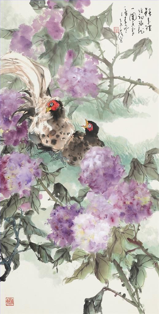 Bai Lu's Contemporary Chinese Painting - Painting of Flowers and Birds in Traditional Chinese Style