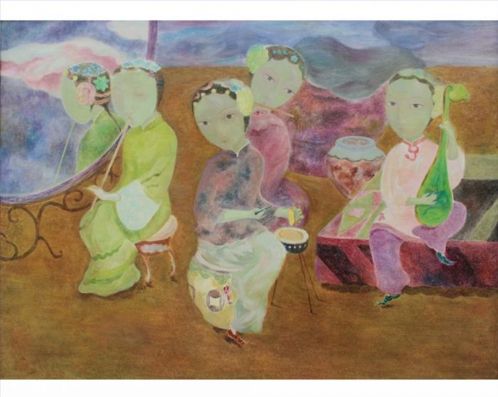 Chen Yuxiao's Contemporary Oil Painting - Nian Nu Jiao