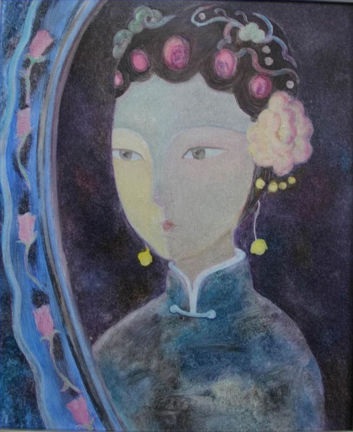 Chen Yuxiao's Contemporary Oil Painting - A Maid in An Imperial Palace
