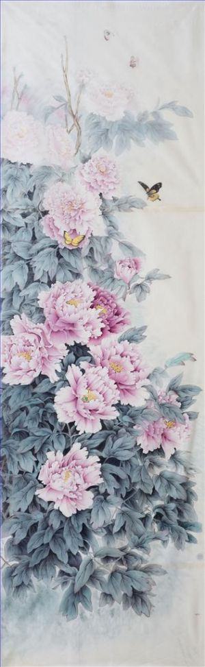 Contemporary Artwork by Cui Ximin - The Striped Screen of Peony