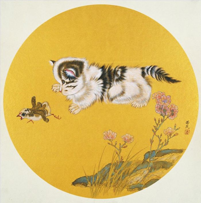 Cui Ximin's Contemporary Chinese Painting - The Cat