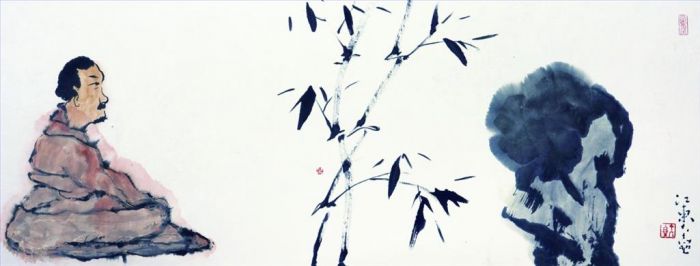 Wu Lintian's Contemporary Chinese Painting - Learning From The Bamboo Growing Out of Stone