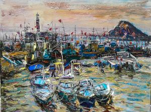 Contemporary Oil Painting - Fishing Port 2