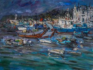 Contemporary Oil Painting - Fishing Port
