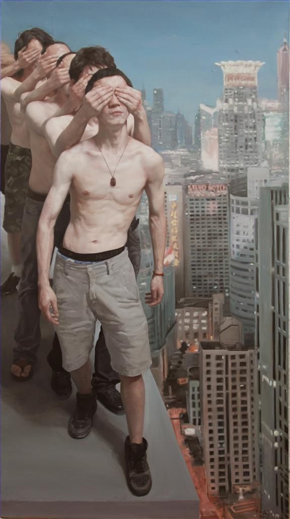 Deng Chengwen's Contemporary Oil Painting - Walk Blindly 3