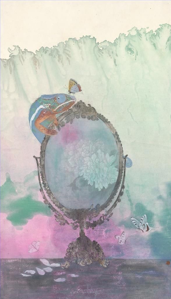 Deng Yuanqing's Contemporary Chinese Painting - The Scene in The Mirror 3
