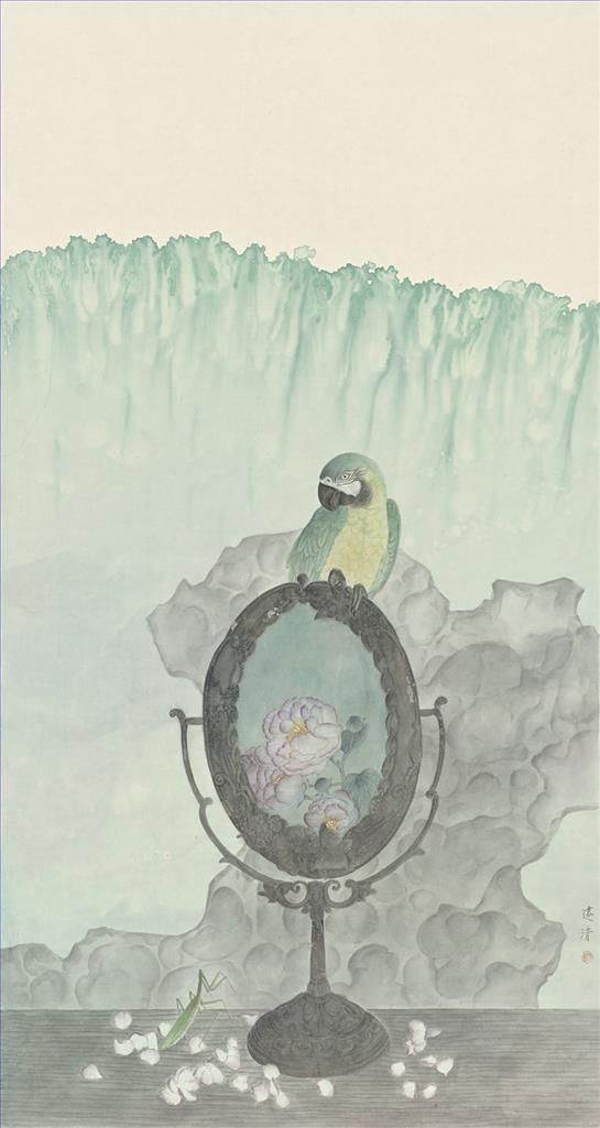Deng Yuanqing's Contemporary Chinese Painting - The Scene in The Mirror