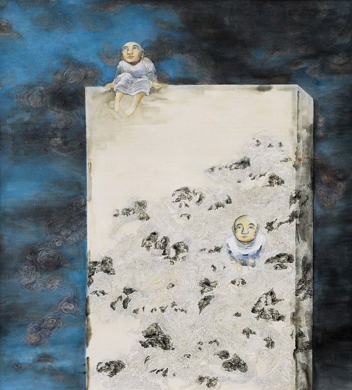 Deng Yunning's Contemporary Chinese Painting - Asking Heaven in Out