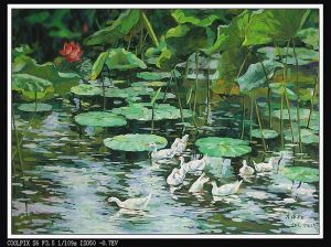 Contemporary Artwork by Ding Longfa - Lotus Pond