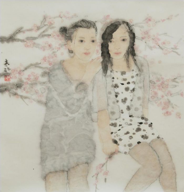 Ding Sumei's Contemporary Chinese Painting - Sisters