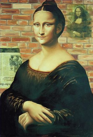 Contemporary Oil Painting - Big Fake Mona Lisa 2
