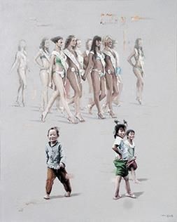 Duan Yuhai's Contemporary Oil Painting - Scene of The Time Leftover Children 2