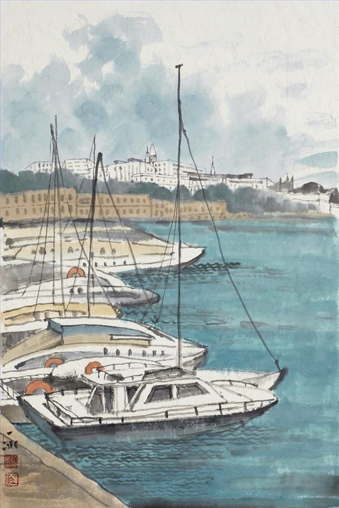 Fan Yibing's Contemporary Chinese Painting - Harbor