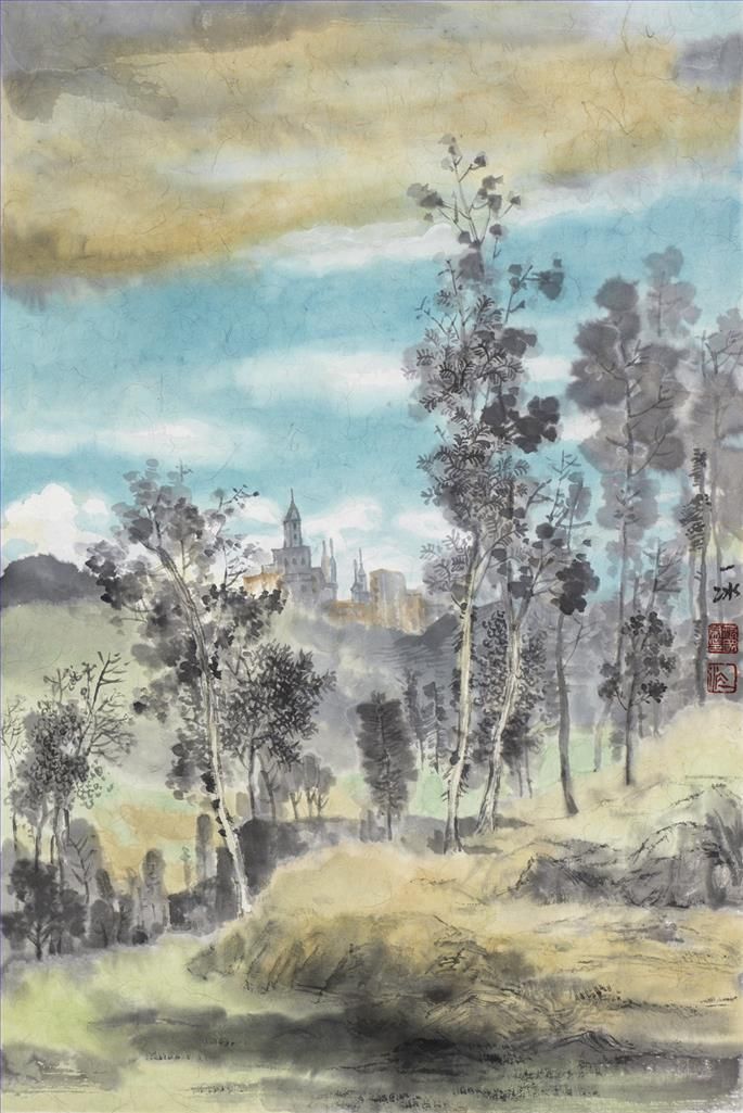Fan Yibing's Contemporary Chinese Painting - Suburb in Paris