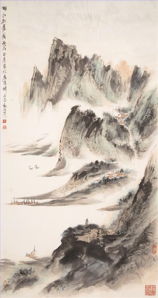 Fei Jiatong's Contemporary Chinese Painting - Autumn in The Foggy River