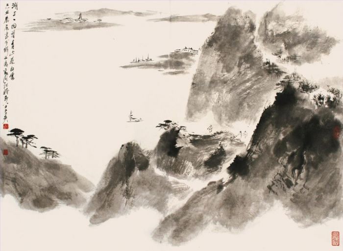 Fei Jiatong's Contemporary Chinese Painting - Cloud Over Green Mountain