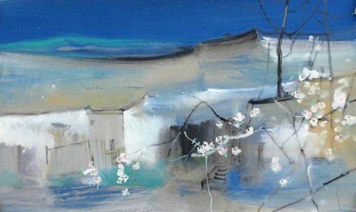 Feng Wei's Contemporary Chinese Painting - Fragrance Over The Mountain House 2
