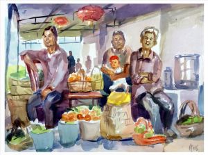Contemporary Artwork by Fu Zilong - Peasant Family