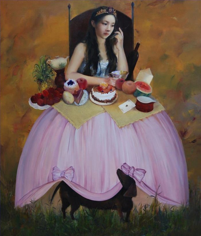 Gao Guizi's Contemporary Oil Painting - My Dreams Series 7 Feast
