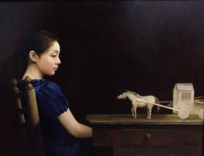 Gao Guizi's Contemporary Oil Painting - My Dreams Series 9 Waiting For The White Horse