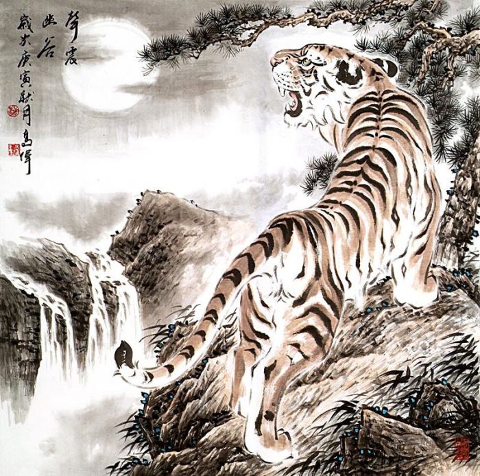 Gao Wei's Contemporary Chinese Painting - The Roar of Tiger Echoes in The Valley