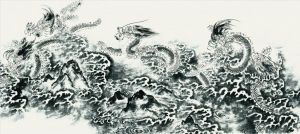 Contemporary Artwork by Guan Yaojiu - A Hundred Dragons Playing in The Sea