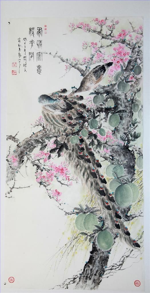 Guan Yaojiu's Contemporary Chinese Painting - Tenderness in Cherry Bloom