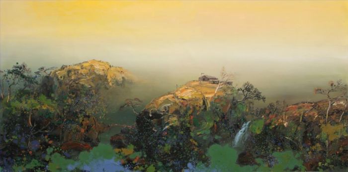 He Yimin's Contemporary Oil Painting - Landscape and Household