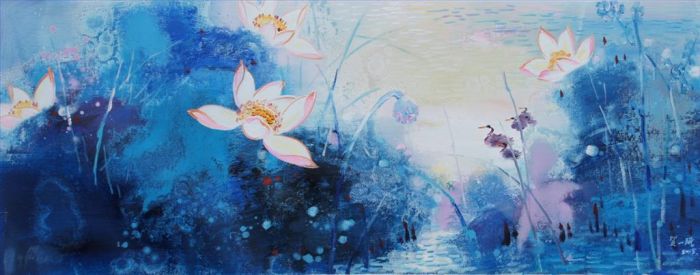 He Yimin's Contemporary Oil Painting - Lotus 13