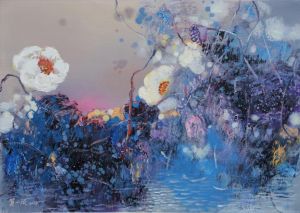 Contemporary Oil Painting - Lotus Pool 2