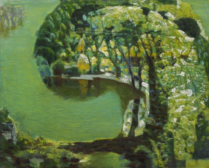 Hu Renqiao's Contemporary Oil Painting - Spring in Jiuzhai