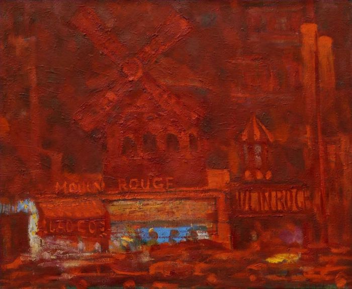 Hu Renqiao's Contemporary Oil Painting - Red Mill