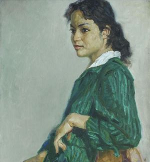 Contemporary Artwork by Hu Renqiao - The Girl in Green