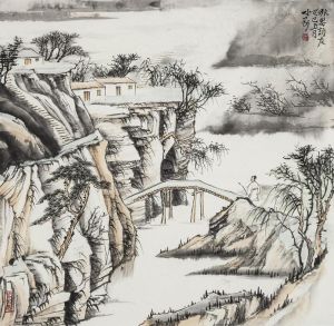 Contemporary Chinese Painting - Visit A Friend in A Mountain in Autumn