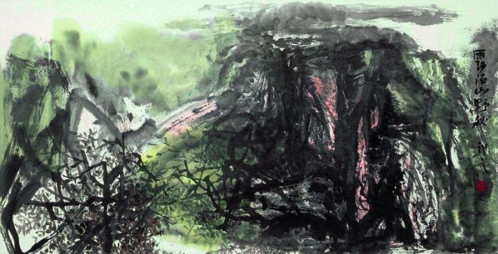 Hu Xuewu's Contemporary Chinese Painting - Autumn Dew in The Mountain