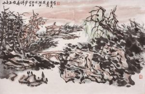 Contemporary Artwork by Hu Xuewu - Seek The Dream of Poetry in A Boat