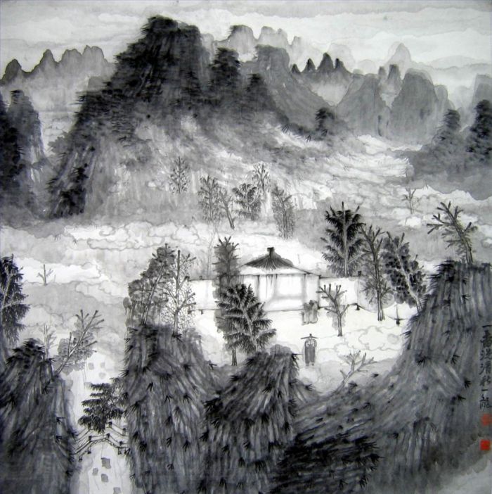 Hu Yilong's Contemporary Chinese Painting - Tranquility in Autumn