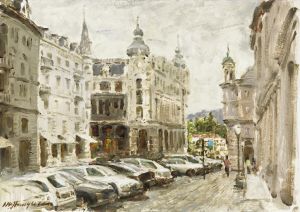 Contemporary Oil Painting - Bahuhofstrasse Zurich