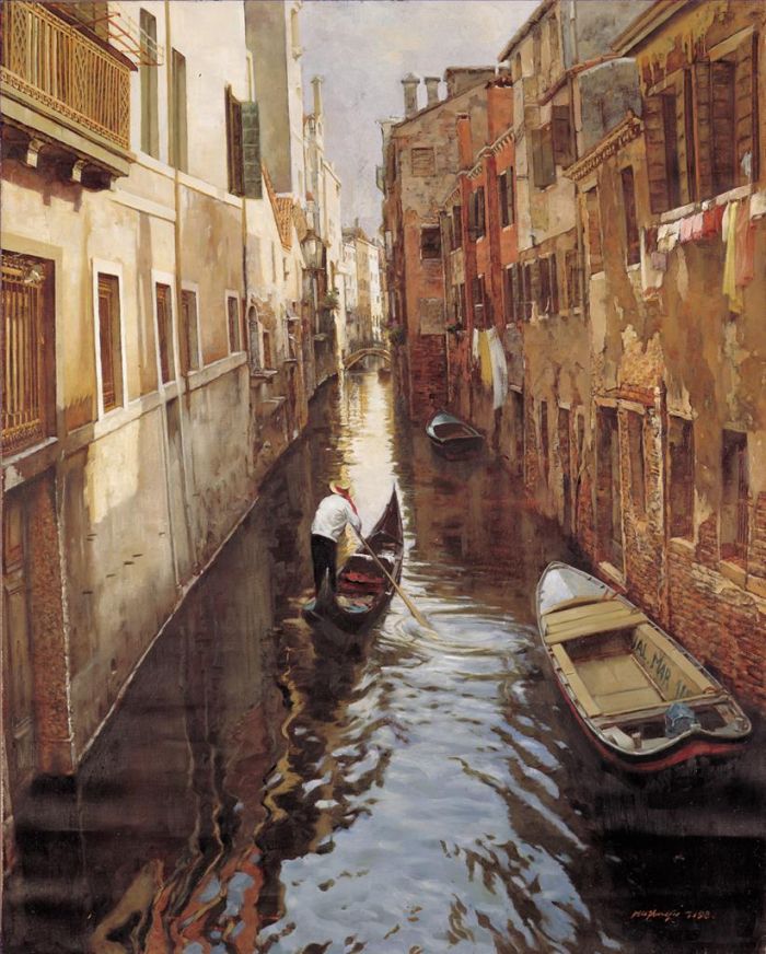 Hu Zhenyu's Contemporary Oil Painting - Journey to Venice