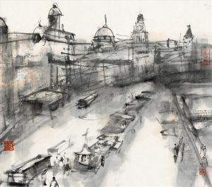 Contemporary Chinese Painting - Old Shanghai Series The Bund